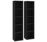 vidaXL 2x CD Cabinets Black Chipboard Media Storage Rack Bookcase Display Unit
