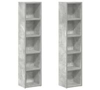 vidaXL CD Cabinets in Concrete Grey Made from Durable Engineered Wood - Holds up to 80 CDs each - Modern Slim Design Perfect for Compact Rooms