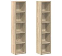 vidaXL Cd Cabinets 2 Pcs Sonoma Oak 21X16X93.5cm Engineered Wood, Brown