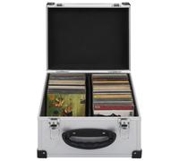 vidaXL Silver CD Case - Wood and ABS with Aluminium Trimming - Lockable Storage Box with Detachable Panels - Holds 40 CDs - Lightweight and Compact
