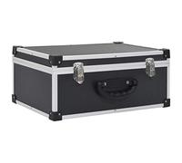 vidaXL CD Case for 60 CDs with Full Trimming Handle Reinforced Corners Lockable Storage Recorder Holder Organiser Box Aluminium ABS Black