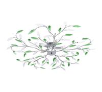 vidaXL Ceiling Lamp With Acrylic Crystal Leaf Arms for 5 E14 Bulbs Green Light