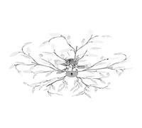 vidaXL Ceiling Lamp With Acrylic Crystal Leaf Arms for 5 E14 Bulbs Living Room Bedroom Light Indoor Pendant Lighting Fixture White