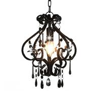 vidaXL Ceiling Lamp with Beads Black Round E14 UK HOT