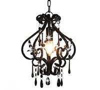 vidaXL Ceiling Lamp- Black Round Design with Beads, E14 Bulb Base, Easy Installation, Beautiful Light Display, Perfect for Living Room, Dining Room, Luxurious Modern Design