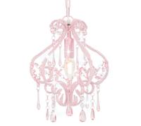 vidaXL Ceiling Lamp with Beads Pink Round E14 Hanging Lamp Living Room Light