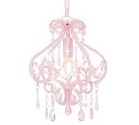 vidaXL Ceiling lamp with Beads Pink Round Metal Base Acrylic Beads | Pendant Hanging Light Fixture | E14 Modern Decor for Living Room Dining Room