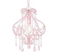 vidaXL Ceiling lamp with Beads Pink Round Metal Base Acrylic Beads | Pendant Hanging Light Fixture | E14 Modern Decor for Living Room Dining Room