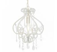 vidaXL Ceiling Lamp with Beads White Round E14 UK HOT