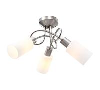 vidaXL Ceiling Lamp with Ceramic Shades/3 E14 Bulbs - White Cone Chandelier, 50 x 27.5 cm