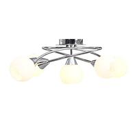 vidaXL Ceiling Lamp with Ceramic Shades - 5 Bulb White Bowl Design with Elegant Tangled Chromed Plated Steel Tubes for Living Room, Dining Room, Bedroom