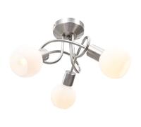 vidaXL Ceiling Lamp with Ceramic Shades for 3 E14 Bulbs White Bowl Chandelier