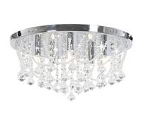 Ceiling Lamp with Crystal Beads Silver Round 4 x G9 Bulbs
