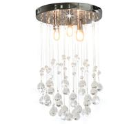 vidaXL Ceiling Lamp with Crystal Beads Silver Sphere 3xG9 Bulbs Hanging Light