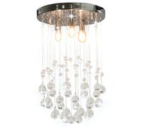 vidaXL Ceiling Lamp with Crystal Beads Silver Sphere 3 x G9 Bulbs UK HOT