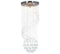 vidaXL Ceiling Lamp with Crystal Beads Silver Spiral Pendant Lighting Fixture