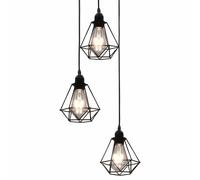 vidaXL Ceiling Lamp with Diamond Design Black 3xE27 Bulbs Hanging Lighting