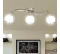 vidaXL Ceiling Lamp with Glass Shades on Waving Rail 3 E14 Bulb Pendant Light