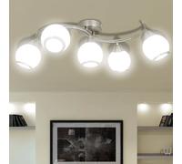 vidaXL Ceiling Lamp with Glass Shades on Waving Rail 5 E14 Bulb Pendant Light
