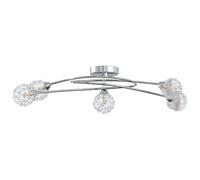 vidaXL Modern Ceiling Lamp with Mesh Wire Shades - Resistant Iron Material in Chrome Finish with 5 G9 LED Light Bases, Perfect for Home and Office