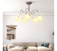vidaXL Ceiling Lamp with Round Glass Shades for 5 G9 LED Lights Hanging Light