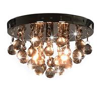 vidaXL Ceiling Lamp with Smoky Beads Black Round G9