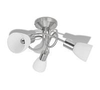 vidaXL Ceiling Lamp with Three Glass Shades, Suitable for 3 E14 Bulbs - Satin Nickel Finish, Modern and Classic Design, Ideal for Any Room