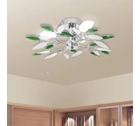 vidaXL Ceiling Lamp with White & Green Acrylic Crystal Leaf Arms 3 E14 Bulbs