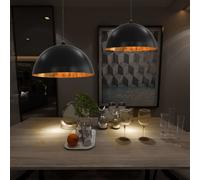 vidaXL 2-piece Semi-Spherical Ceiling Lamps - Black and Gold, 50cm, E27 Socket, Durable Metal Craftsmanship - for Residential and Commercial Use