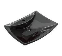 vidaXL Ceramic Basin Rectangular Black with Overflow Faucet Hole Bathroom Sink