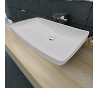 vidaXL Ceramic Basin Rectangular Sink White 71x39cm Bathroom Fixture Sink