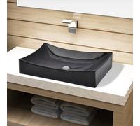 Bathroom Ceramic Porcelain Sink Basin Fixture High Gloss White/Black vidaXL