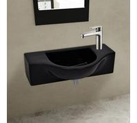Vidaxl Ceramic Bathroom Sink Basin With Faucet Hole Black 450 X 250 X 120 mm