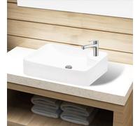 vidaXL Ceramic Bathroom Sink Basin with Faucet Hole White Counter Top Fixture