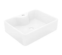vidaXL Ceramic Bathroom Sink Basin with Faucet Hole White Square