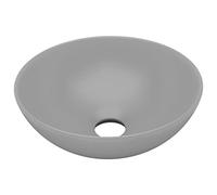 vidaXL Ceramic Bathroom Sink - Light Grey Round Above-Counter or Countertop Wash Basin for Bathroom, Kitchen, Garage or Workplace