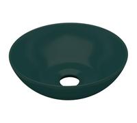 vidaXL Ceramic Bathroom Sink - Round Dark Green Above Counter Mount