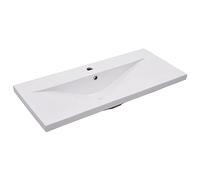 'vidaXL Ceramic Built-in Basin 91x39.5x18.5 cm - Modern, Timeless and Easy to Clean White Bathroom Sink with Overflow