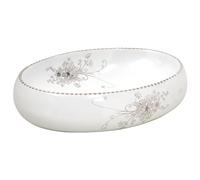 'vidaXL Ceramic Countertop Basin - White Oval Design, Durable & Impact-Resistant Bathroom Sink with Unique Patterns, Handmade Item, Easy to Clean, 59x40x15 cm