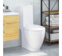 vidaXL Ceramic Toilet Back Water Flow White