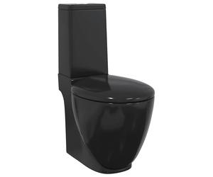 vidaXL Ceramic Toilet with Black Soft-Close Seat, Back Outlet, Dual-Flush 3/6L, 65x38.5x84.5 cm - 140298
