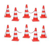vidaXL - Chain Cone Set with 10m Red & White Plastic Chain - Easy Assembly - High Visibility in Low Light - Suitable for Warehouses, Public Spaces & Car Parks