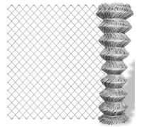 vidaXL Galvanised Steel Chain Link Fence Set - Large Silver Outdoor Barrier, Heavy Duty, Weather-Resistant, with Strong Galvanised Wires - Easy to Set Up, for Garden and Patio Security