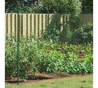 vidaXL Chain Link Fence Green 2 x 20 m Steel, Garden and Terrace, Modern Steel Fence, Secure Outdoor Barrier, Flexible Chain Link, Durable Pet Safe Divider, Easy Install