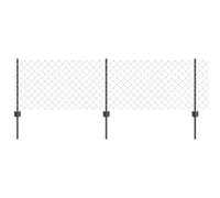 vidaxl Chain Link Fence - Steel, 0.6x10 m, Grey, Outdoor Use with 10 U Posts, Waterproof & UV Resistant