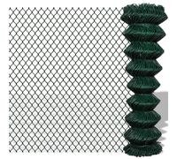 vidaXL Chain Link Fence Steel 1,5x15 m Green