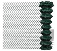 vidaXL Chain Link Fence Steel 1,5x25 m Green