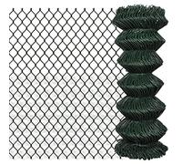 vidaXL Chain Link Fence Steel 1x15 m Green