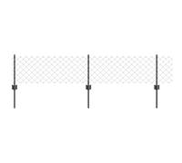 vidaXL Chain Link Fence with 10 U Posts - Grey Galvanized Steel Outdoor Fencing for Gardens & Property - 0.4x10 m