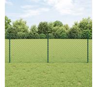 vidaXL Chain Link Fence with Post 10 x 0.8 m PVC-Coated Steel Green